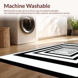 Ultra Soft Area Rug, Non Slip, Stain Resistant, Washable Area Rugs for Living Room, Bedroom, Contemporary Monochrome Striped Rug With Diamond Lattice Pattern For Home(Black)