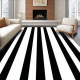 Ultra Soft Area Rug, Non Slip, Stain Resistant, Washable Area Rugs for Living Room, Bedroom, Modern Stripe Symphony Rug Black & White Geometric Floor Covering(Black)