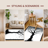 Ultra Soft Area Rug, Non Slip, Stain Resistant, Washable Area Rugs for Living Room, Bedroom, Contemporary Graphic Forest Imagery(Black)