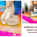 Ultra Soft Area Rug, Non Slip, Stain Resistant, Washable Area Rugs for Living Room, Bedroom, Dynamic Colorful Expressionist Design(Blue)