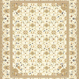 Timeless Oval with Beige Ivory Ornamental Arabesque and Floral Medley(Beige)