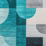 Ultra Soft Area Rug, Non Slip, Stain Resistant, Washable Area Rugs for Living Room, Bedroom, Teal and Grey Washable Bedroom Carpet(Green)