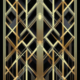 Ultra Soft Area Rug, Non Slip, Stain Resistant, Washable Area Rugs for Living Room, Bedroom, Art Deco Golden Scales Motif(Black)