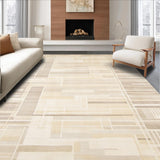 Ultra Soft Area Rug, Non Slip, Stain Resistant, Washable Area Rugs for Living Room, Bedroom, Chic Modern Minimalist Pattern(Beige)