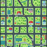 Ultra Soft Area Rug, Non Slip, Stain Resistant, Washable Area Rugs for Living Room, Bedroom, Interactive Cityscape Playmat Design(Black)