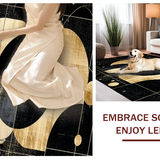 Ultra Soft Area Rug, Non Slip, Stain Resistant, Washable Area Rugs for Living Room, Bedroom, Contemporary Striking Pattern Fusion(Gold)