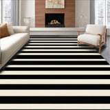 Ultra Soft Area Rug, Non Slip, Stain Resistant, Washable Area Rugs for Living Room, Bedroom, Modern Striped Entryway Black And Beige Porch Decor(Black)