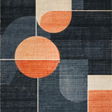 Ultra Soft Area Rug, Non Slip, Stain Resistant, Washable Area Rugs for Living Room, Bedroom, Modern Geometric Rug in Charcoal, Cream, and Peach Color Palette(Gray)