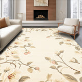 Ultra Soft Area Rug, Non Slip, Stain Resistant, Washable Area Rugs for Living Room, Bedroom, Chic Floral Area Whimsical Blossom Non Slip Flower Mat(Beige)