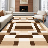 Ultra Soft Area Rug, Non Slip, Stain Resistant, Washable Area Rugs for Living Room, Bedroom, Contour Chequered Area Modern Brown Beige Palette(Beige)