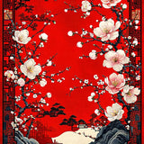 Ultra Soft Area Rug, Non Slip, Stain Resistant, Washable Area Rugs for Living Room, Bedroom, Elegant Asian Floral Motif(Red)