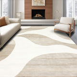 Ultra Soft Area Rug, Non Slip, Stain Resistant, Washable Area Rugs for Living Room, Bedroom, Modern Geo Wave Area Neutral Abstract Design(Beige)