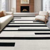 Ultra Soft Area Rug, Non Slip, Stain Resistant, Washable Area Rugs for Living Room, Bedroom, Sophisticated Dual Color Linear Design Smooth Surface Patio Accent Piece(Black)