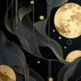 Artful Black Gold Geometric Composition(Black)