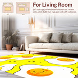 Ultra Soft Area Rug, Non Slip, Stain Resistant, Washable Area Rugs for Living Room, Bedroom, Sunny Yellow Fun Shape(Yellow)