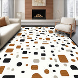 Ultra Soft Area Rug, Non Slip, Stain Resistant, Washable Area Rugs for Living Room, Bedroom, Cozy Earthy Toned Print(White)