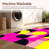 Ultra Soft Area Rug, Non Slip, Stain Resistant, Washable Area Rugs for Living Room, Bedroom, Vibrant Memphis Style Aesthetic(Pink)