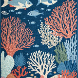Ultra Soft Area Rug, Non Slip, Stain Resistant, Washable Area Rugs for Living Room, Bedroom, Coral Reef Nautical Motif(Blue)