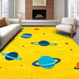 Ultra Soft Area Rug, Non Slip, Stain Resistant, Washable Area Rugs for Living Room, Bedroom, Nebula Inspired Playful Graphics(Yellow)