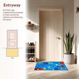 Ultra Soft Area Rug, Non Slip, Stain Resistant, Washable Area Rugs for Living Room, Bedroom, Whimsical Tune-Inspired Palette(Blue)