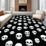 Funny Skull Halloween Runner Black and White Accent Area(Black)