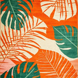 Ultra Soft Area Rug, Non Slip, Stain Resistant, Washable Area Rugs for Living Room, Bedroom, Elegant Geometric Leaf Arrangement(Orange)