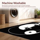 Ultra Soft Area Rug, Non Slip, Stain Resistant, Washable Area Rugs for Living Room, Bedroom, Artistic Yin Yang Cat Fusion(Black)