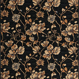 Ultra Soft Area Rug, Non Slip, Stain Resistant, Washable Area Rugs for Living Room, Bedroom, Vibrant Coastal Botanical Design(Black)