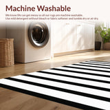Ultra Soft Area Rug, Non Slip, Stain Resistant, Washable Area Rugs for Living Room, Bedroom, Monochrome Cabana Striped Woven Rug for Entryway Chic Home Decor(Black)