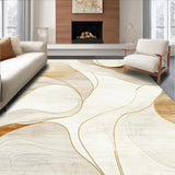 Beige Swirls Indoor Area Throw Faux Wool Entrance Door Mat(Beige)