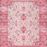 Ultra Soft Area Rug, Non Slip, Stain Resistant, Washable Area Rugs for Living Room, Bedroom, Delicate Pastel Floral Motif(Pink)