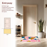 Ultra Soft Area Rug, Non Slip, Stain Resistant, Washable Area Rugs for Living Room, Bedroom, Colorful Modern Symmetrical Design(Pink)