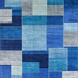 Ultra Soft Area Rug, Non Slip, Stain Resistant, Washable Area Rugs for Living Room, Bedroom, Stylish Modern Blue Tiled Motif(Blue)