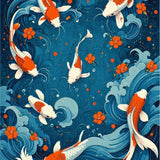 Vibrant Koi Fish Motif(Blue)