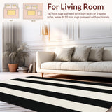 Ultra Soft Area Rug, Non Slip, Stain Resistant, Washable Area Rugs for Living Room, Bedroom, KaHouen Striped Pattern Rug(Black)