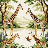 Ultra Soft Area Rug, Non Slip, Stain Resistant, Washable Area Rugs for Living Room, Bedroom, Animal Area Adorned with Majestic Giraffes and Nature Motifs(Beige)