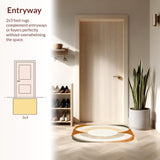 Natural Toned Round Area with Woven Boho Circle Motif and Earthy Accents(Beige)