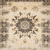 Ultra Soft Area Rug, Non Slip, Stain Resistant, Washable Area Rugs for Living Room, Bedroom, Pet Friendly Boho Floor With Vintage Medallion Motif(Beige)