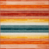 Ultra Soft Area Rug, Non Slip, Stain Resistant, Washable Area Rugs for Living Room, Bedroom, Vibrant Abstract Rainbow Design(Orange)