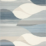 Ultra Soft Area Rug, Non Slip, Stain Resistant, Washable Area Rugs for Living Room, Bedroom, Modern Coastal Stripe Area with Wave Inspired Bluish Gray and Beige Lines(Gray)