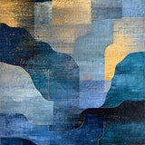 Ultra Soft Area Rug, Non Slip, Stain Resistant, Washable Area Rugs for Living Room, Bedroom, Aurora Flow Rug with Abstract Colorfields and Geometric Blue Gold Accents(Blue)
