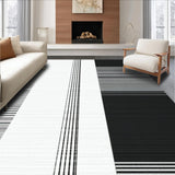 Ultra Soft Area Rug, Non Slip, Stain Resistant, Washable Area Rugs for Living Room, Bedroom, Coastal Charm: Contemporary Black & White Striped Indoor Outdoor Rug(Black)