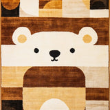 Ultra Soft Area Rug, Non Slip, Stain Resistant, Washable Area Rugs for Living Room, Bedroom, Cute Fluffy Bear Motif(Brown)