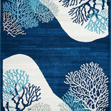Ultra Soft Area Rug, Non Slip, Stain Resistant, Washable Area Rugs for Living Room, Bedroom, Stylish Coastal Abstract Composition(Blue)
