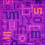 Ultra Soft Area Rug, Non Slip, Stain Resistant, Washable Area Rugs for Living Room, Bedroom, Sophisticated Lettered Design with Color Pop(Purple)