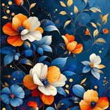 Ultra Soft Area Rug, Non Slip, Stain Resistant, Washable Area Rugs for Living Room, Bedroom, Rustic Vibrant Botanical Arrangement(Blue)