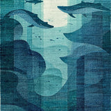 Ultra Soft Area Rug, Non Slip, Stain Resistant, Washable Area Rugs for Living Room, Bedroom, Ocean Depths Runner Rug Featuring Soft Non-Slip Octopus and Whale Silhouettes(Blue)