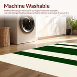 Contemporary Striped Beige Dark Green Area(Green)