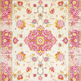 Ultra Soft Area Rug, Non Slip, Stain Resistant, Washable Area Rugs for Living Room, Bedroom, Delicate Floral Watercolor Palette(Ivory)