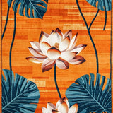 Ultra Soft Area Rug, Non Slip, Stain Resistant, Washable Area Rugs for Living Room, Bedroom, Rustic Earthy Lotus Print(Orange)